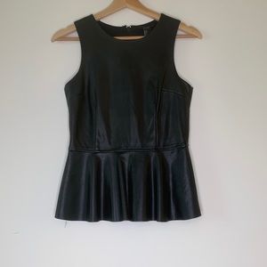 Faux leather peplum top. Black. S